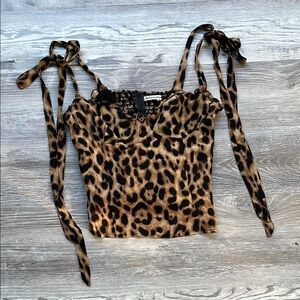 Reformation Leopard Print Women's Top with Tie Straps sizes 4